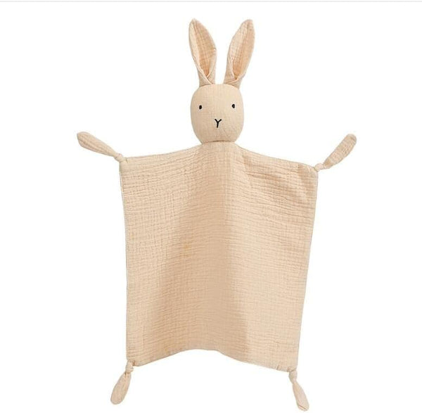 Organic Cotton Muslin Lovey Blanket, Soft & Breathable Bunny Security Blanket Gifts for Boys and Girls