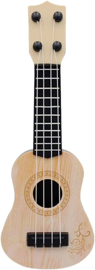 Kisangel 1pc Wooden Kids Ukulele Toy, Toddler Guitar Classical Instrument for Preschool Children, Beige