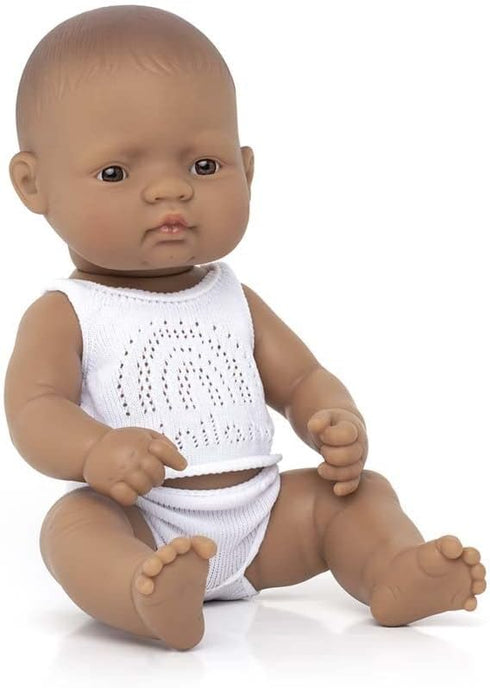 Miniland Doll 12 5/8'' Hispanic Boy (Box) - Made in Spain, Anatomically Correct Quality Inclusion