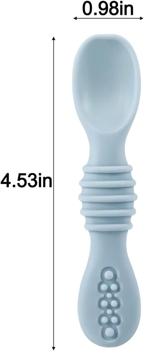 PandaEar 7 Pack Baby Led Weaning Spoons, Silicone Self Feeding Utensils for Toddlers