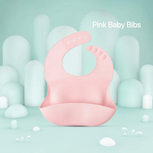 Silicone Baby Bibs, Waterproof Feeding Bibs with Food Catcher Pocket, Adjustable for Toddlers, 2 Pack Baby Essentials