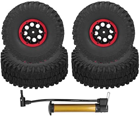 4Pcs RC Racing Tires 120mm, 1/10 Scale Rubber Inflatable Remote Control Model Climbing Car Tire (Red)