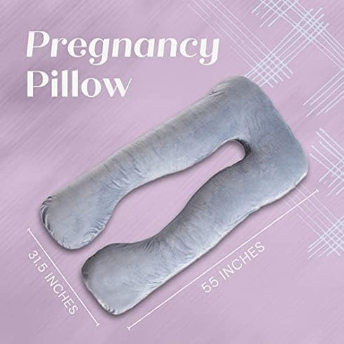 URBAN SOMBRERO Trickonometry U Shaped Pregnancy Pillow, Velvet Cover, Cotton Inner Cover, Full Body Maternity Cushion