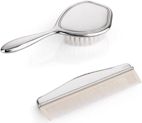 Silver-Plated Baby Brush and Comb Set Elegant Keepsake Gift for Newborns, Christening,