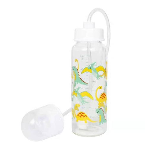 Anti-Colic Self Feeding Baby Bottle System 7 oz Glass Bottle (1 Pack - Dinosaur)