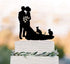 Wedding Cake Toppers, Bride and Groom with Cats, Black Acrylic Silhouette Wedding Party Engagement Decoration