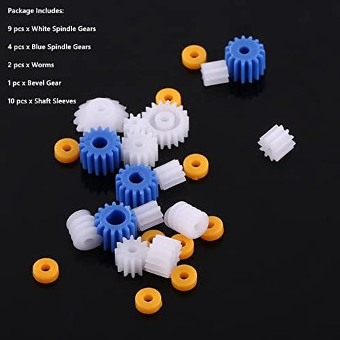 26pcs Set 2MM/2.3MM/3MM/3.17MM/4MM 130/180/280/370 Walfront Plastic Spindle Gear Motor Gear Assortment Kit for DIY