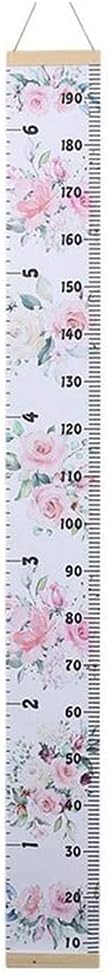 Baby Growth Chart Ruler Wall Hanging Measurement Chart with Wood Frame for Kids Nursery Room 8'' x 79'' (Pink Flower)