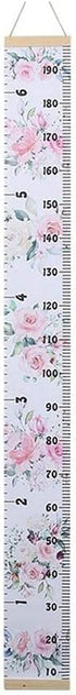 Baby Growth Chart Ruler Wall Hanging Measurement Chart with Wood Frame for Kids Nursery Room 8'' x 79'' (Pink Flower)