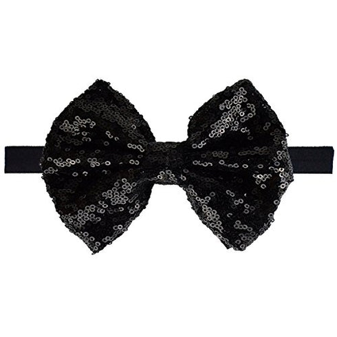 CÉLLOT 15pcs Baby Girl Headbands - Sparkly Glitter Sequins 4" Big Hair Bows for Infant Newborn and Toddlers