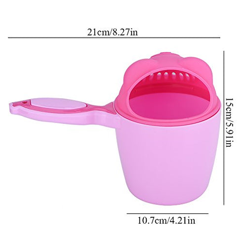 GLOGLOW (Pack of 2) Shampoo Rinse Cup Waterfall Shampoo Rinser for Kids, Multifunction Cute Washing Baby Hair Rinse Cup Safe Cartoon Shower Shampoo Bathing Flusher Protection Tool (Pink)