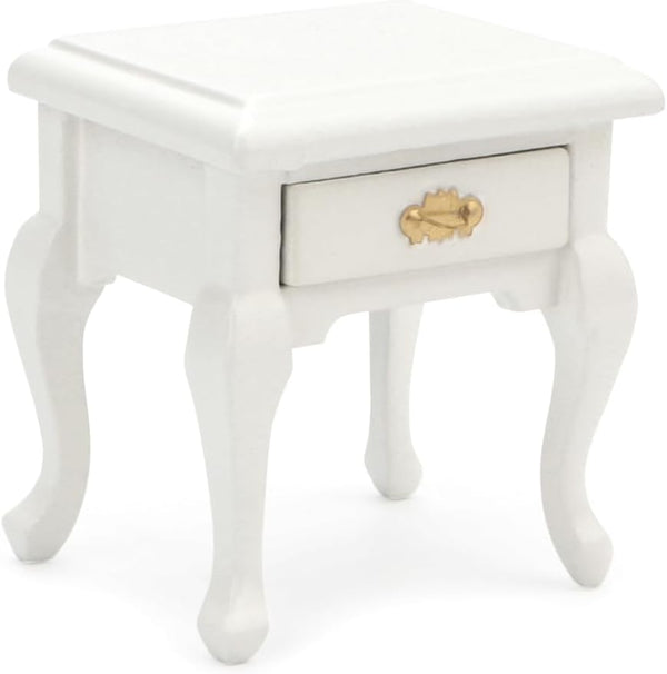 Miniature Furniture 1:12 Bedside Table Dollhouse Accessories Wooden Nightstand Vintage Living Room