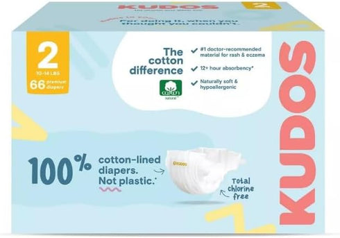 Generic Kudos Chlorine Free Premium Diapers, 100% Cotton-Lined - Size 2-6-16 lbs -