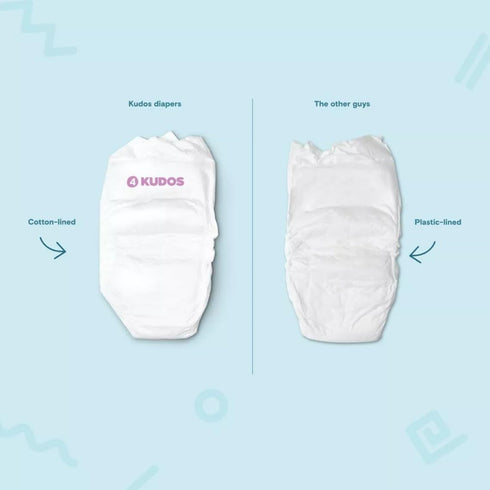 Generic 4, 52 Count, (21-32 lbs) Kudos Chlorine Free Premium Diapers, Cotton-Lined, Size