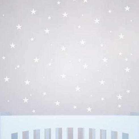 Peel and Stick Stars Wall Decals for Kids, Baby Bedroom Nursery, Living Room, Tribal TeePees Vinyl Stickers (White)