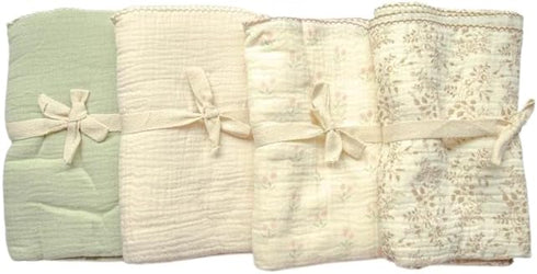 Generic 100% (2) 123456 Crepe Cotton Receiving Blanket Muslin Newborn Swaddle Super Soft Breathable Lightweight Double