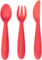 ezpz Happy Utensils - 24 Months+ (Coral) - BPA Free Fork, Spoon, Knife for Toddlers and Preschoolers
