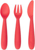 ezpz Happy Utensils - 24 Months+ (Coral) - BPA Free Fork, Spoon, Knife for Toddlers and Preschoolers