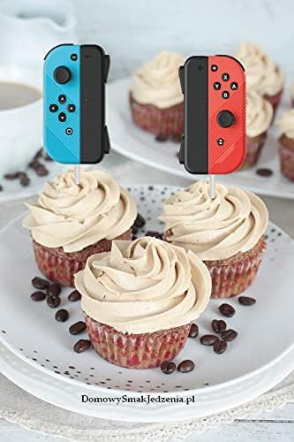 24PCS Video Game Cupcake Toppers: Switch Game Controller Theme Decorations for Boys Birthday Party