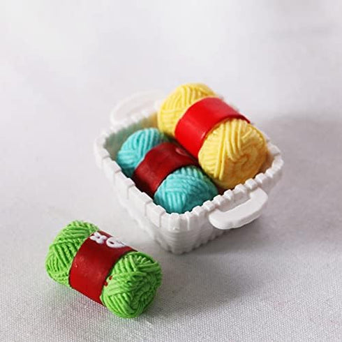 Set 1:12 Dollhouse Miniature Woolen Yarn Knitting Scale Accessories Thread Basket Simulation Decoration Favors Supplies