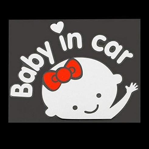 CM Wealth 2 Packs Baby in Car Sticker Decal, Cute Baby on Board Sign for Car Safety (Boy+Girl)