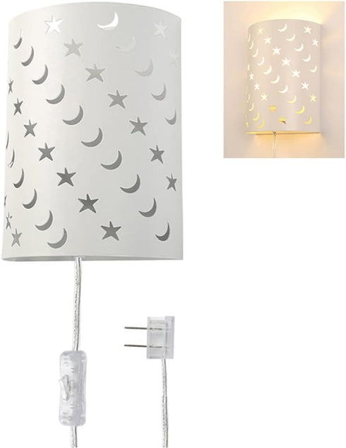 AizzKry Plug In Wall Sconce Stars and Moons Kids Wall Lamp, Nursery Baby