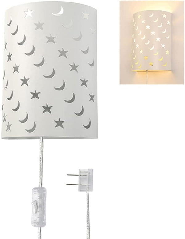 AizzKry Plug In Wall Sconce Stars and Moons Kids Wall Lamp, Nursery Baby