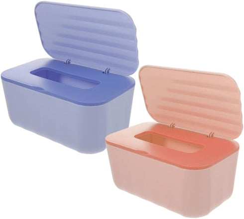 Sturdy Plastic Tissue Box Cover - Rectangle Wipes Storage with Sealing Lid