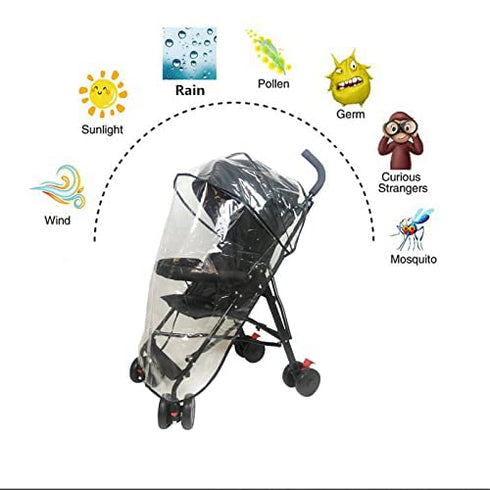 Stroller Rain Cover, Lightweight Waterproof Baby Stroller Cover for Toddler Umbrella Stroller, Windproof Shield
