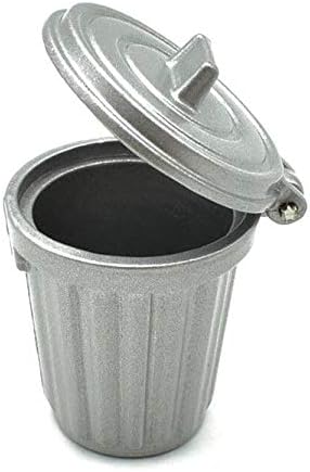 Adult Scene DIY 1:12 Dollhouse Miniature Furniture, Silver Trash Can Garbage Bin (30mm width, 26mm height, 35mm)