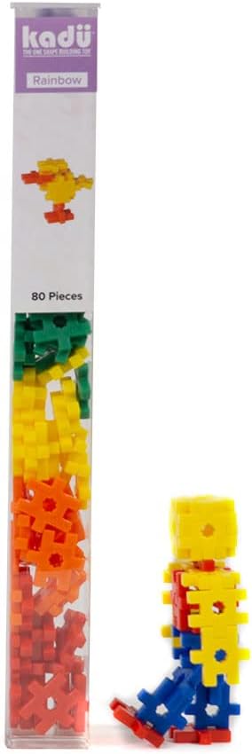 KADU Rainbow 80 Piece Set - STEM/STEAM Building + Construction Toy for Open + Imaginative Play