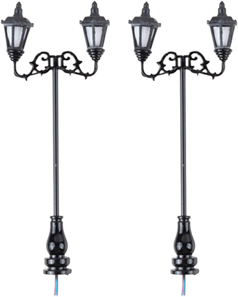 Yardwe 2pcs Miniature Street Light Model, 1:87 Road Light Micro Landscape Ornament for Outdoor Decor
