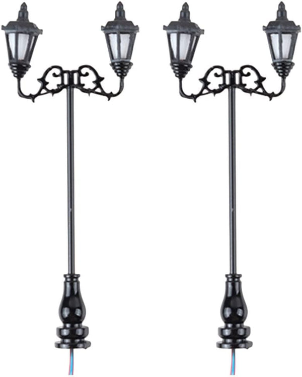 Yardwe 2pcs Miniature Street Light Model, 1:87 Road Light Micro Landscape Ornament for Outdoor Decor