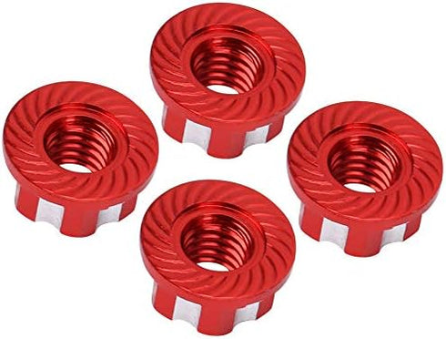 VGEBY 4pcs RC Hex Nuts, M4 Carving Hexagonal Nuts Aluminum Alloy for D3 D4 1/10 RC Car (Red)