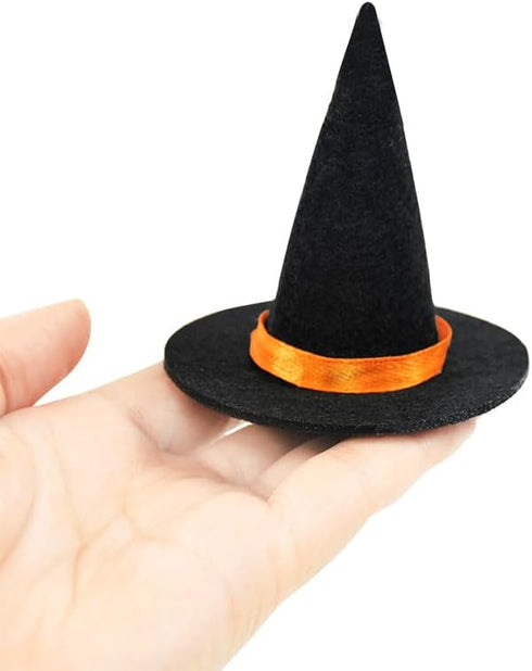 6pcs Small Witch Hats for Crafts Mini Witch Hats for Crafts Little Witches Hats Bulk Miniture Tiny Wizard Hat Felt Doll Witch Hat for Wine Bottle Decor Halloween Hats Decor Tiny Halloween Decorations