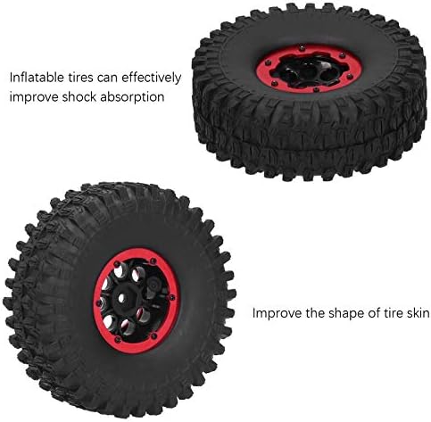4Pcs RC Racing Tires 120mm, 1/10 Scale Rubber Inflatable Remote Control Model Climbing Car Tire (Red)