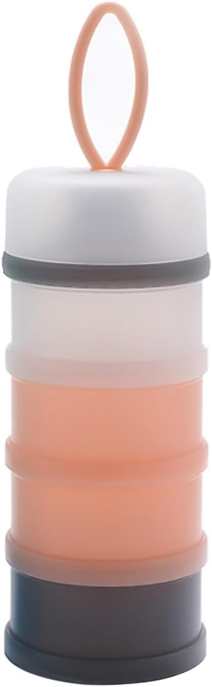tomvorks 4 Portable Layer Baby Formula Dispenser with Carry Handle for Travel and Storage Container (Pink)