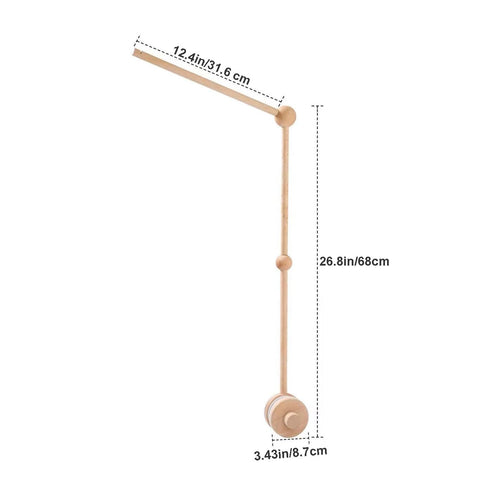 PandaEar Baby Crib Mobile Arm, Beech Wooden Mobile Holder with Anti-Slip Attachment, Baby Mobile Hanger for Crib
