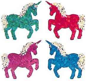 Jillson & Roberts Bulk Roll Prismatic Stickers, Mini Unicorns, 50 Repeats