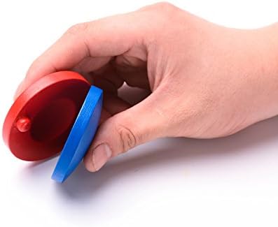 6pcs Wooden Finger Castanets, Blue and Red Castanet Musical Instruments Rhythm Kids Toys for Baby Early Education by