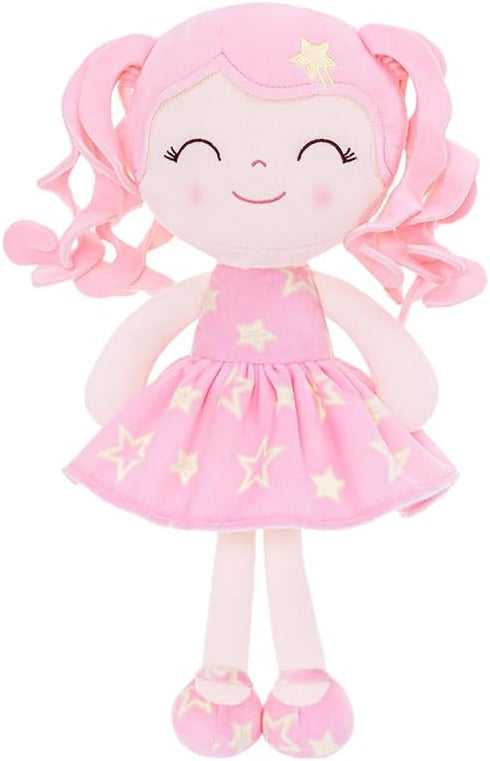Gloveleya Baby Doll Girl Gift Soft Plush Princess Doll with Pink Star Dress, Snuggly First Baby Doll for Girls, Stuffed