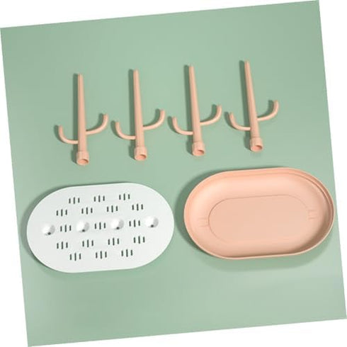 Generic Pink Bottle Drying Rack with Removable Tray Sturdy Plastic Drainer for Baby Bottles and Nipples.