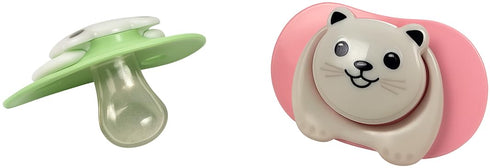 Kind Crane Pack) Cartoon Animal Baby Toddler & Children Natural Shaped Orthodontic Pacifier/Binky (Cat and Panda