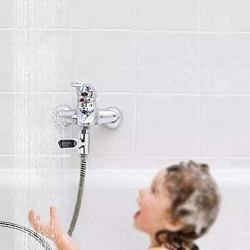 YUNQK Led Display Water Shower Thermometer Self-Generating Electric Power Monitor Temperature Smart Meter