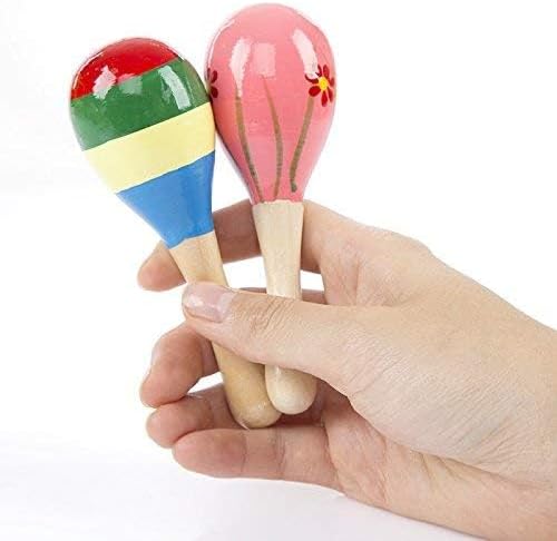 Mini Wooden Maracas Rattles, Egg Shaker Kids Musical Party Favor, Kid Baby Shaker Sand Hammer Toy