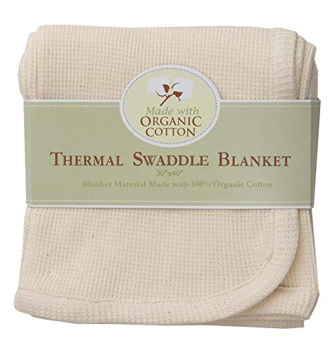 TL Care Thermal/Waffle Swaddle Blanket 30" X 40" - Soft Breathable Organic Cotton, Natural Color for Boys and Girls