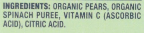 Gerber 2nd Foods Organic, Pear Spinach, 6 Count, 3.5 Oz Each