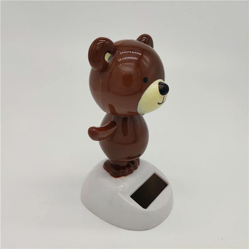 1Pc Brown Solar Dancing Bear Decor, Bobbling Head Bear, Solar Powered Dancing Figurine for Dashboard
