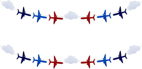 SaktopDeco 2 Pack Airplane Cloud Garland Plane Banner Airplane Party Supplies Plane Aviation