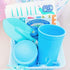 Re-Play Kids Dinnerware Set, Sky Blue, 10 oz. Open Cup, 7" Flat Plate, 12 Oz. Bowl, Fork & Spoon